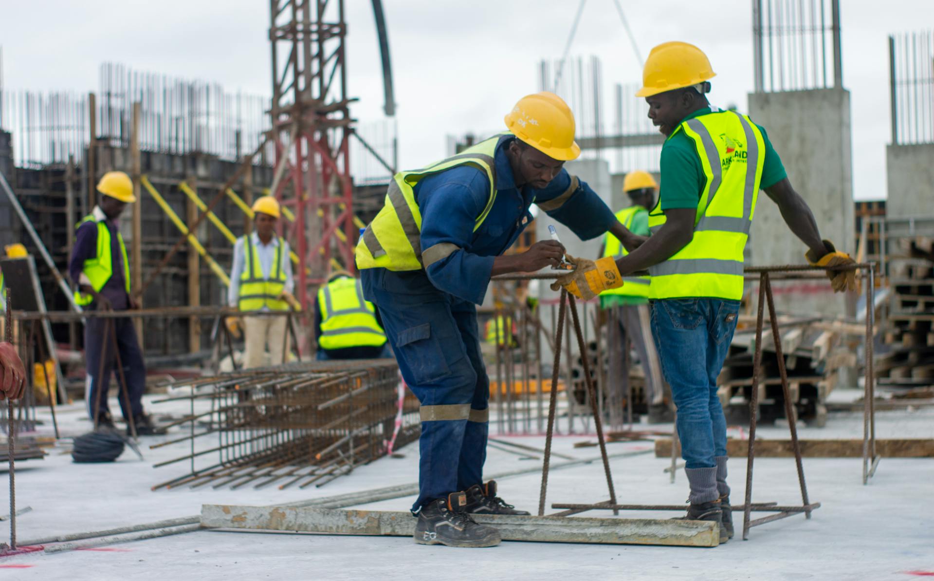 Construction team at site
